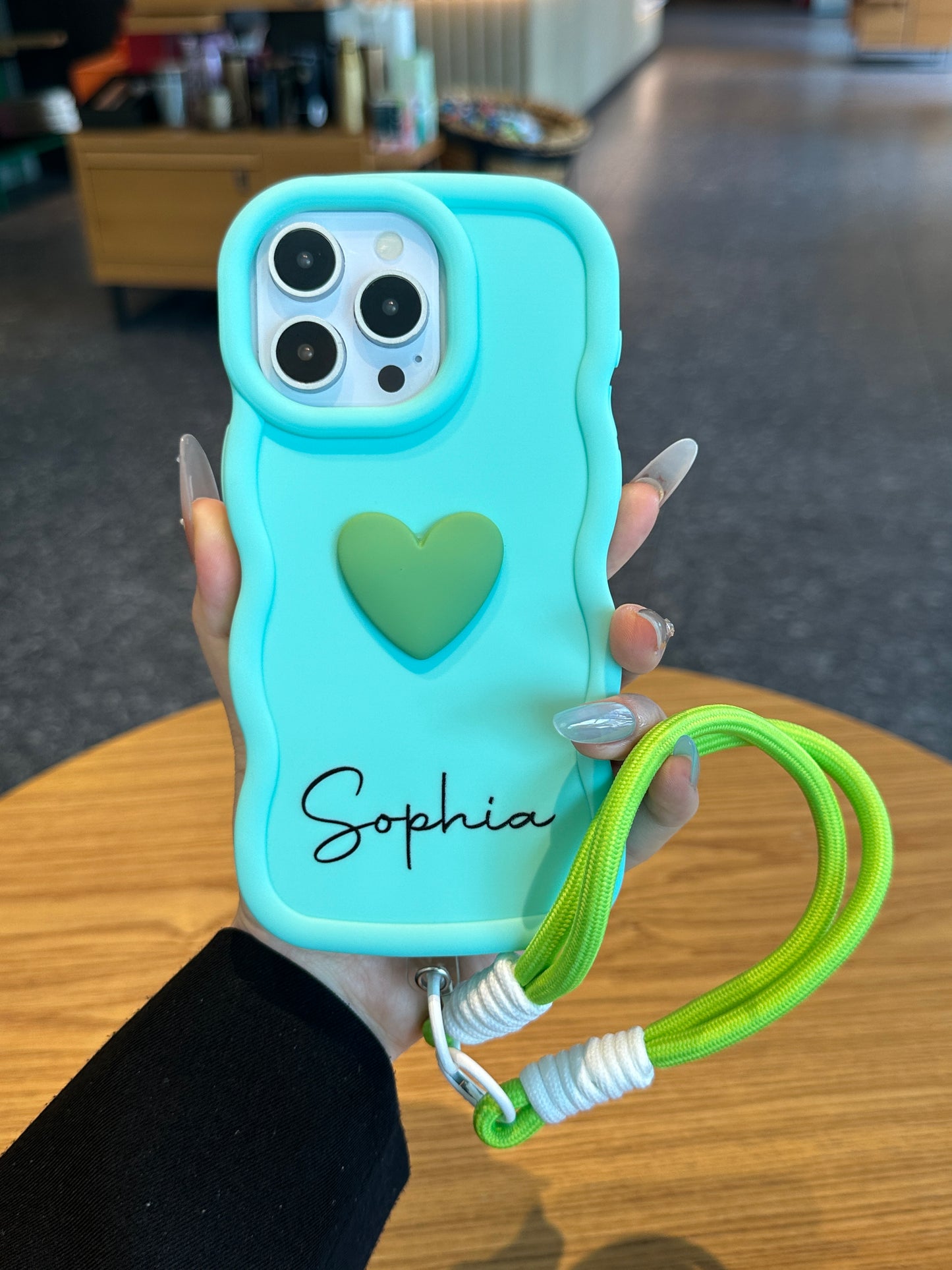 Yours Truly: Trendy Wavy Heart Custom Phone Case with Script Signature