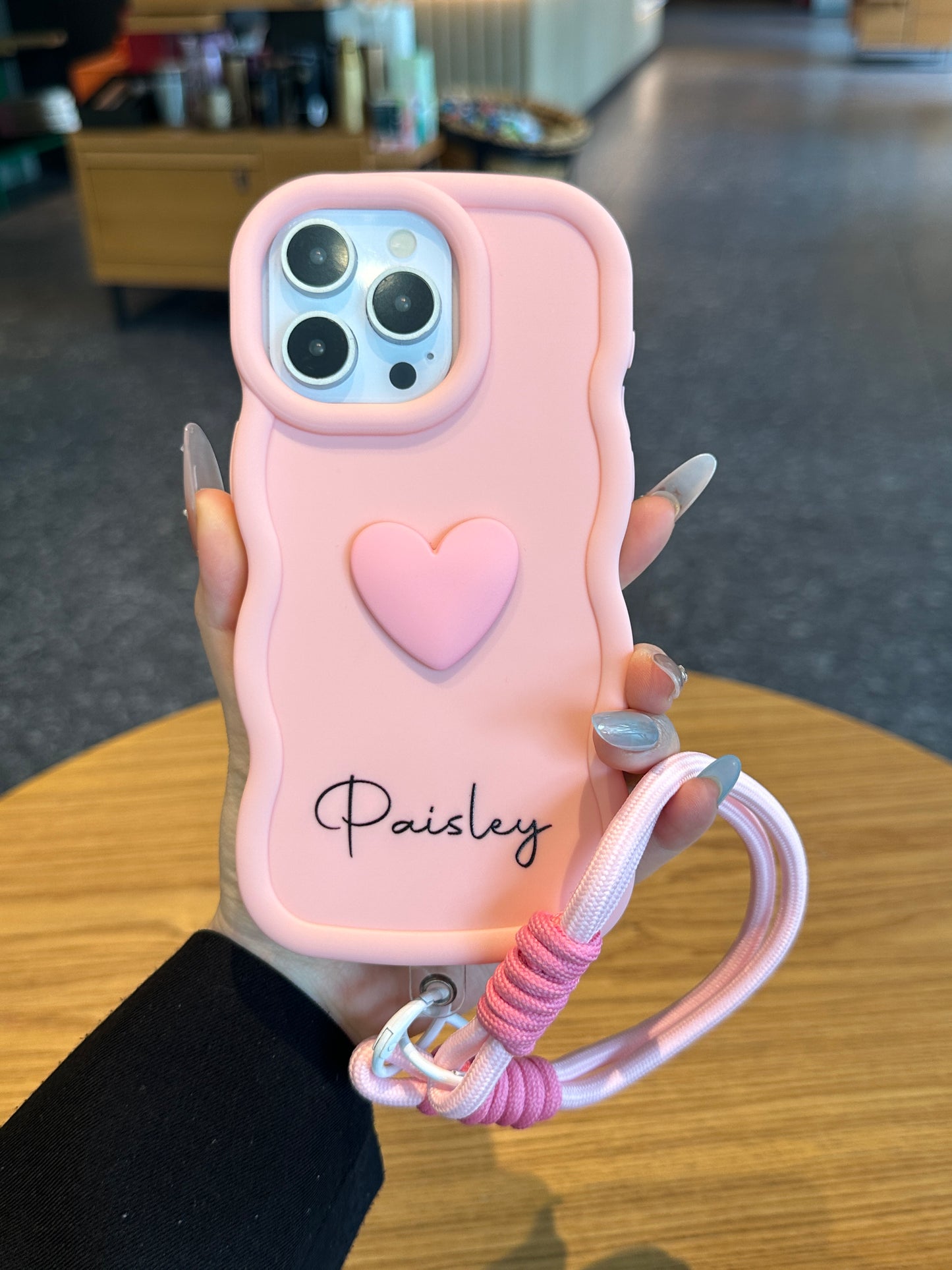 Yours Truly: Trendy Wavy Heart Custom Phone Case with Script Signature
