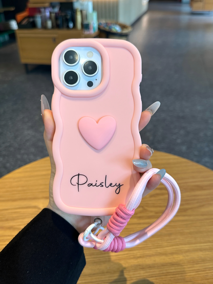 Your Name Signature Series: Fashionable Cute 3D Heart Personalized Name Phone Case