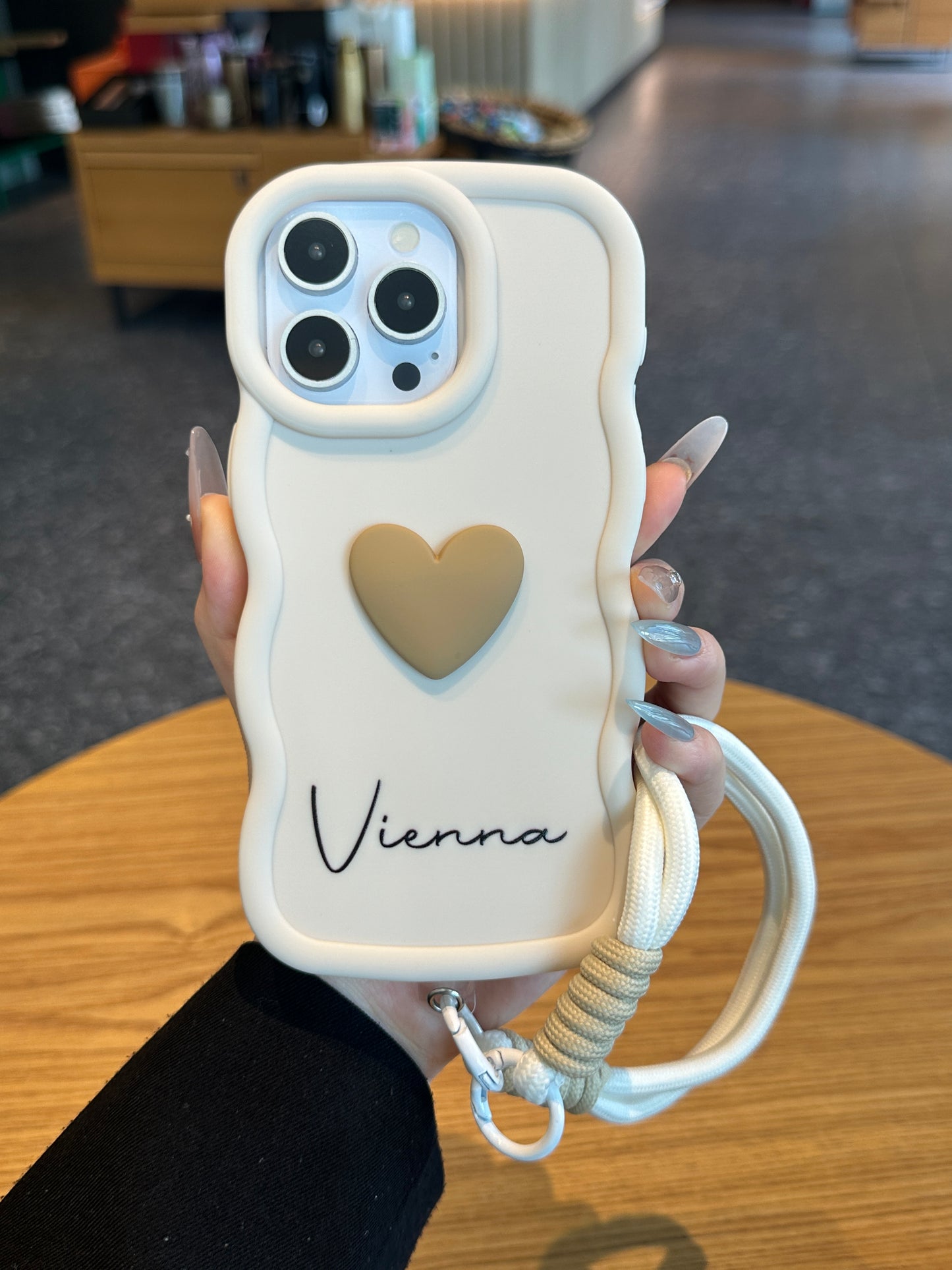 Yours Truly: Trendy Wavy Heart Custom Phone Case with Script Signature
