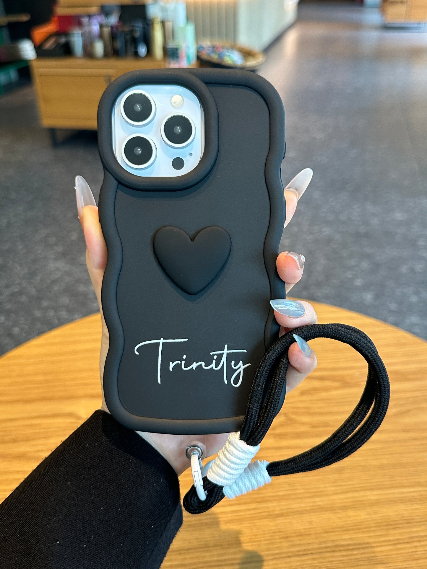 Yours Truly: Trendy Wavy Heart Custom Phone Case with Script Signature