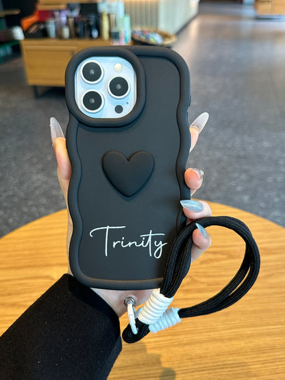 Yours Truly: Trendy Wavy Heart Custom Phone Case with Script Signature