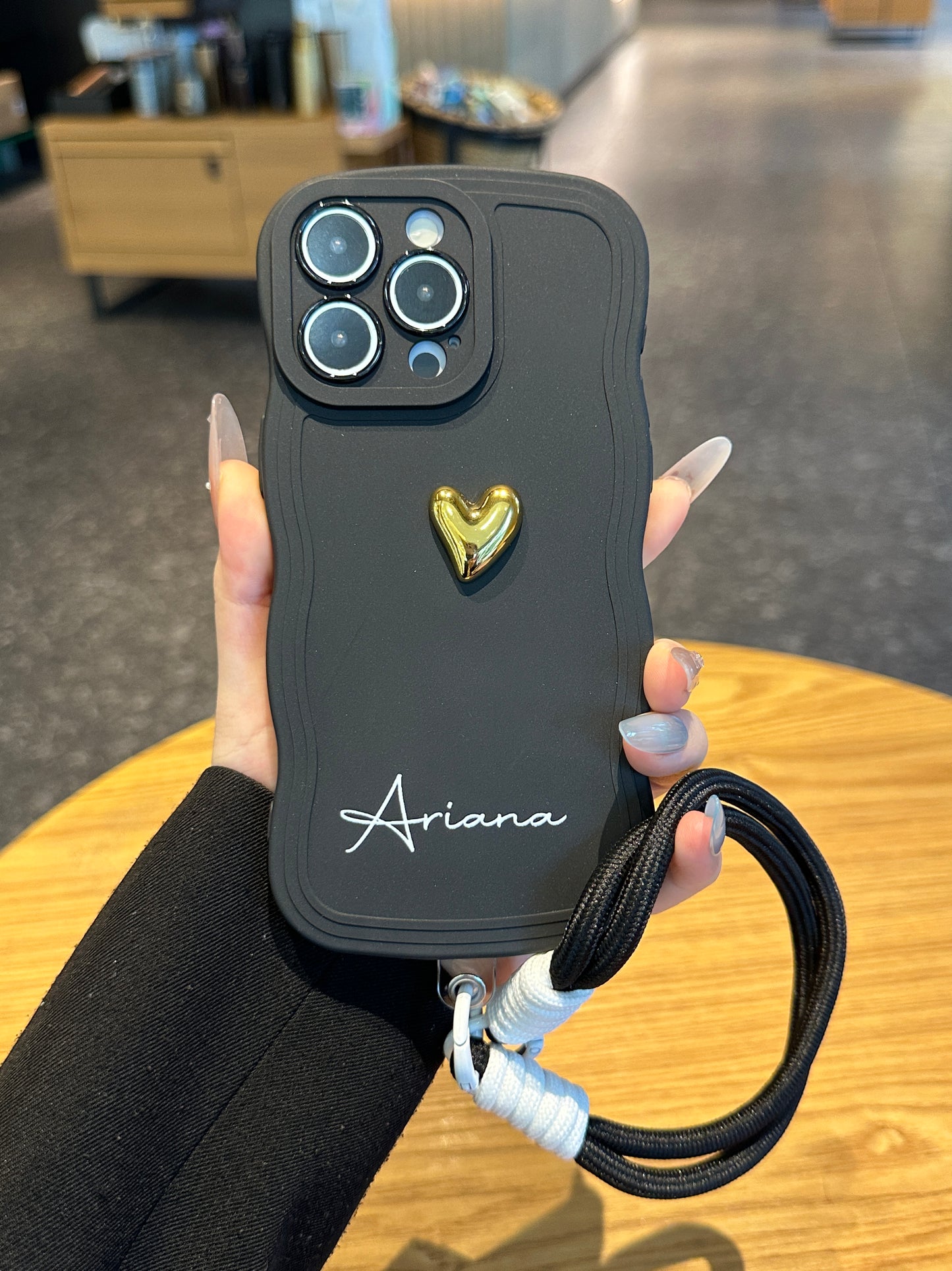 Your Name Signature Series: Fashionable 3D Golden Heart Personalized Phone Case