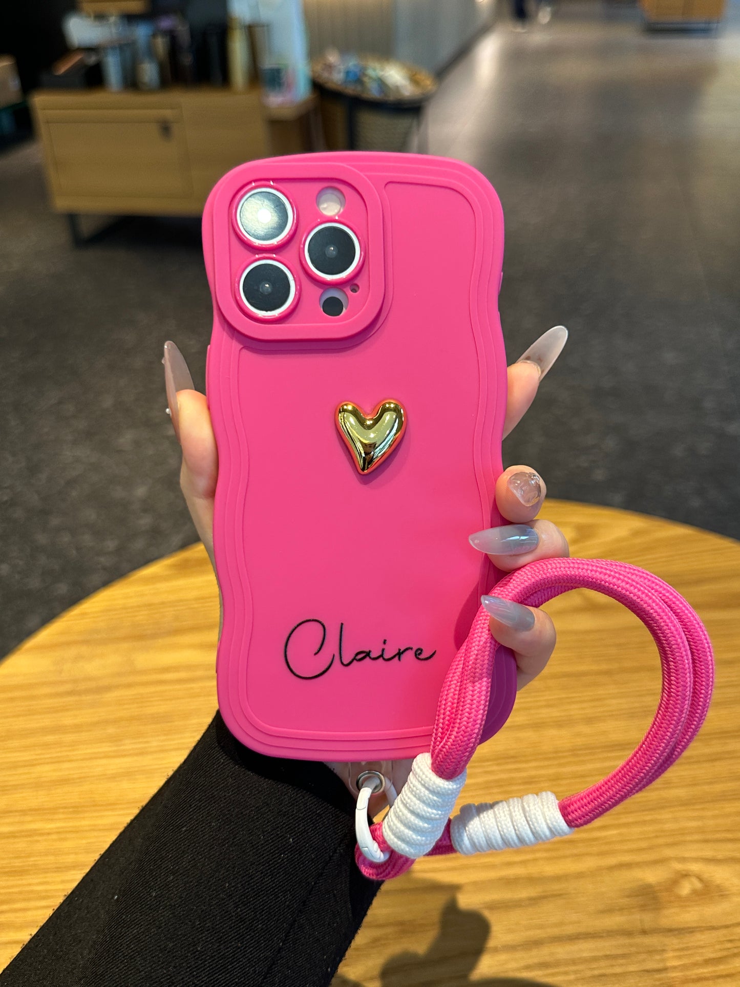 Your Name Signature Series: Fashionable 3D Golden Heart Personalized Phone Case