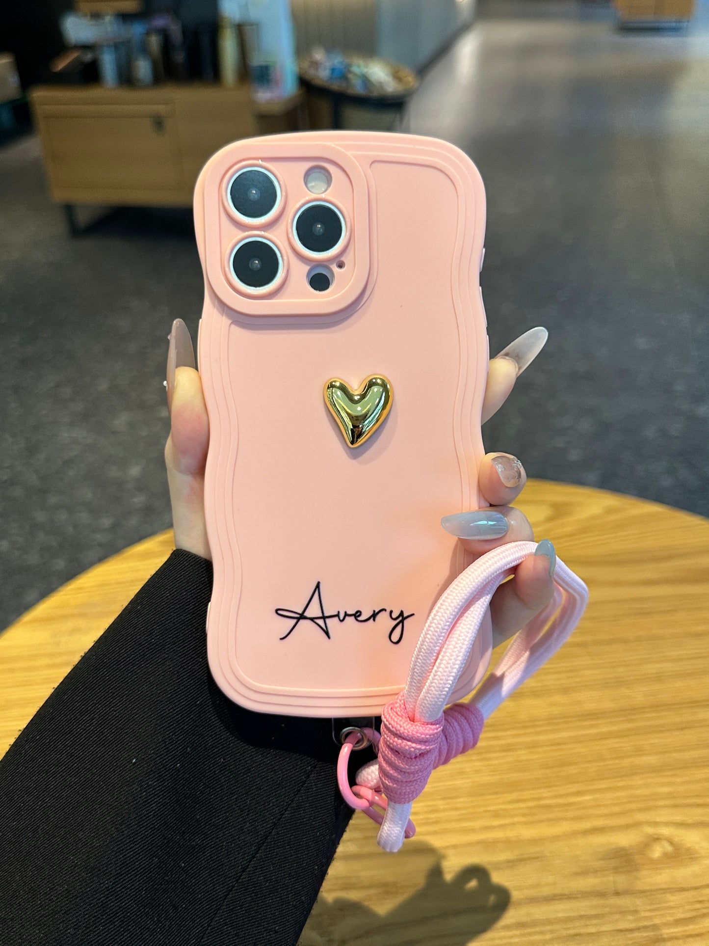 Your Name Signature Series: Fashionable 3D Golden Heart Personalized Phone Case