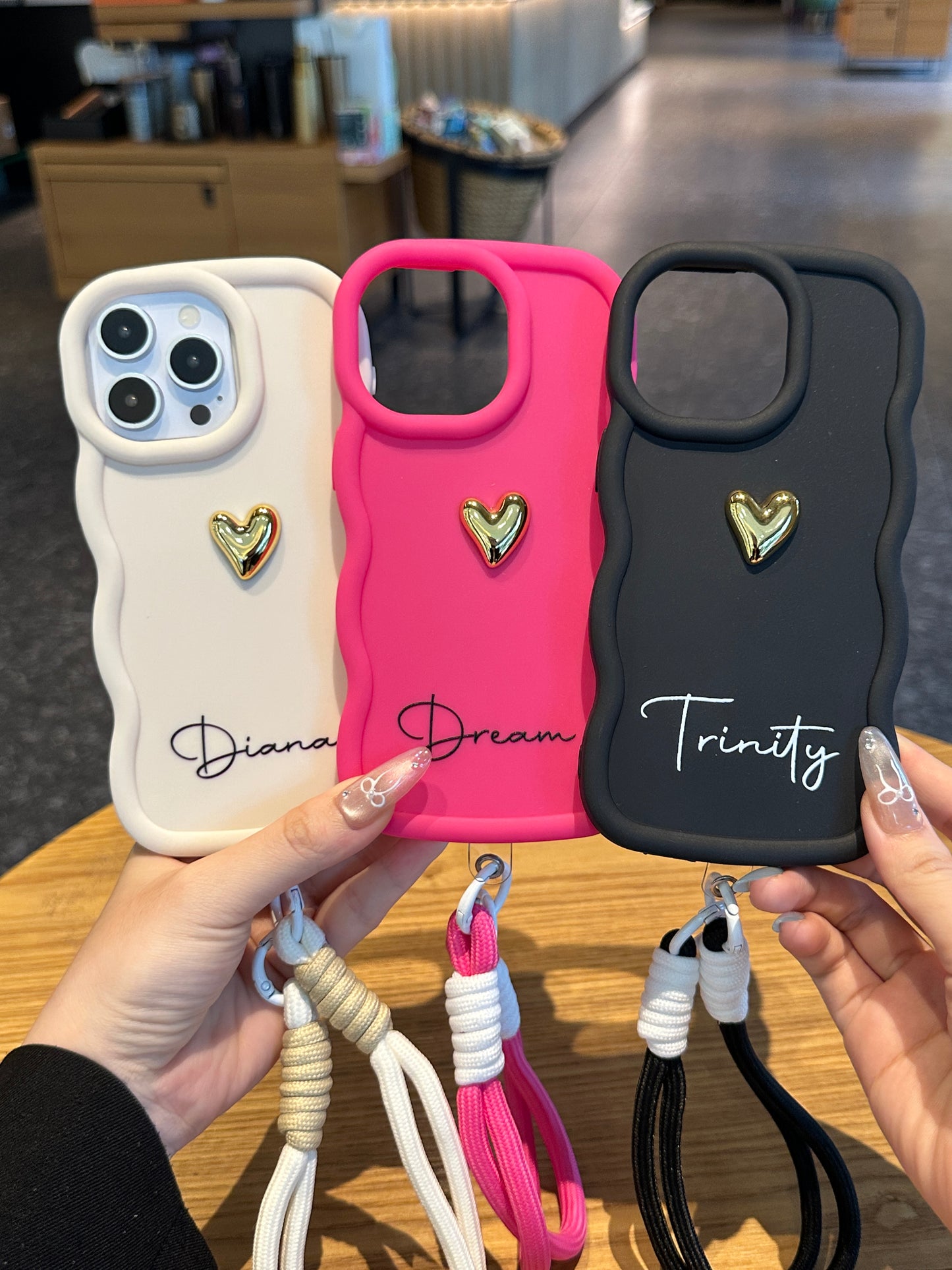 Your Name Signature Series: Fashionable 3D Golden Heart Personalized Phone Case