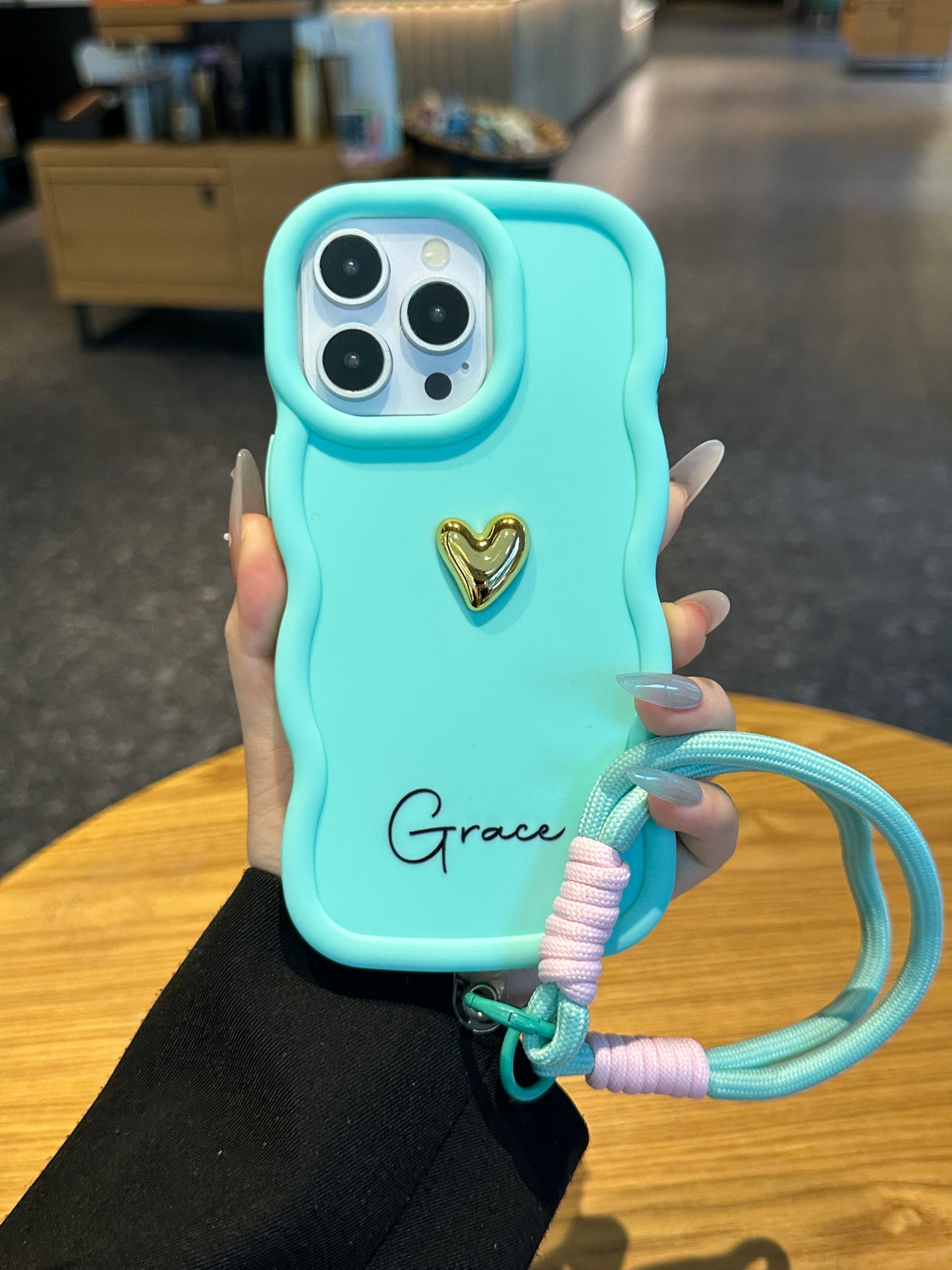 Your Name Signature Series: Fashionable 3D Golden Heart Personalized Phone Case