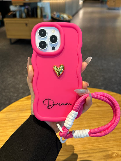 Your Name Signature Series: Fashionable 3D Golden Heart Personalized Phone Case
