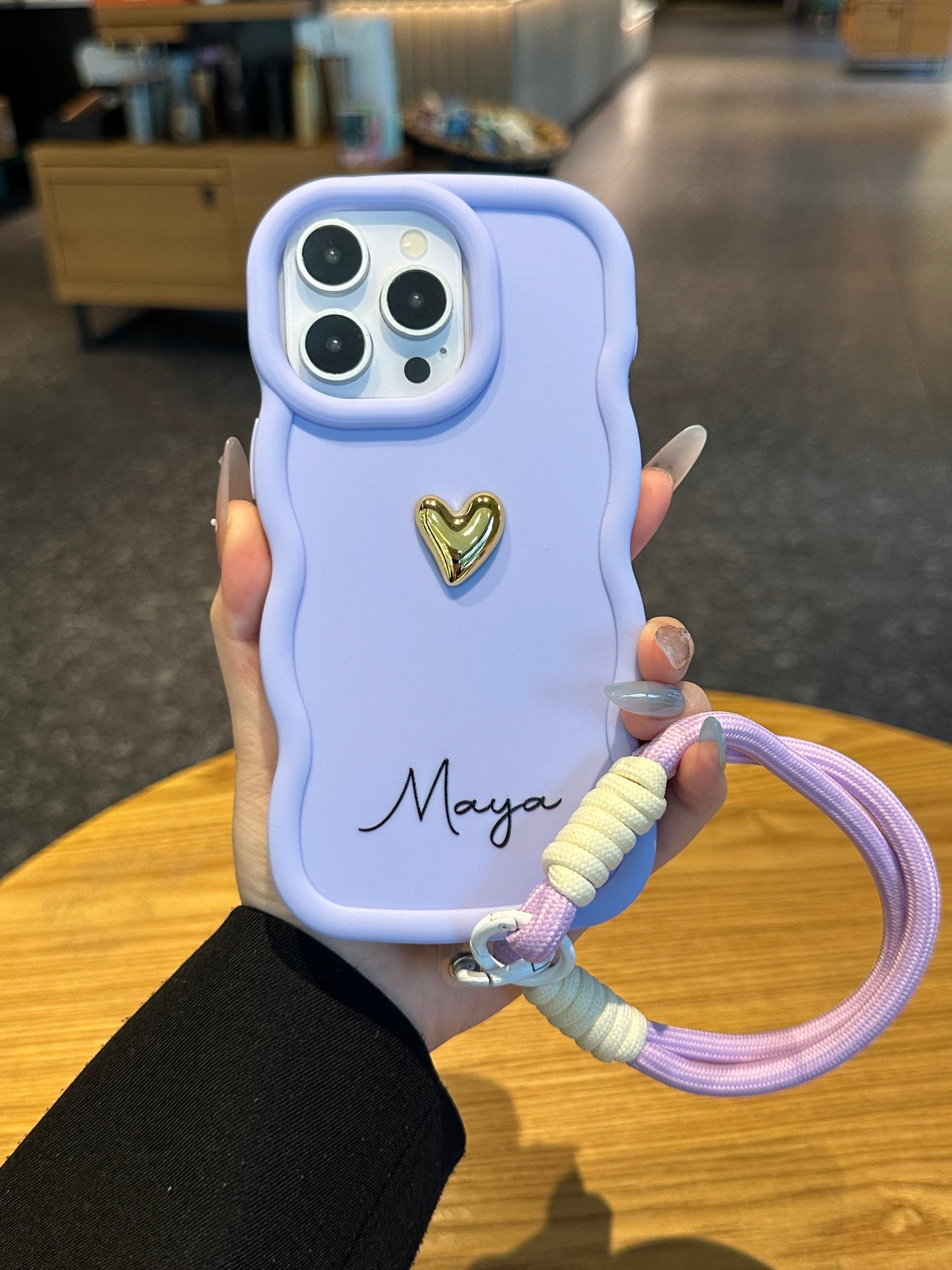 Your Name Signature Series: Fashionable 3D Golden Heart Personalized Phone Case