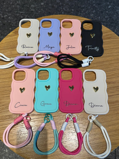 Your Name Signature Series: Fashionable 3D Golden Heart Personalized Phone Case