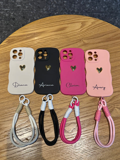 Your Name Signature Series: Fashionable 3D Golden Heart Personalized Phone Case