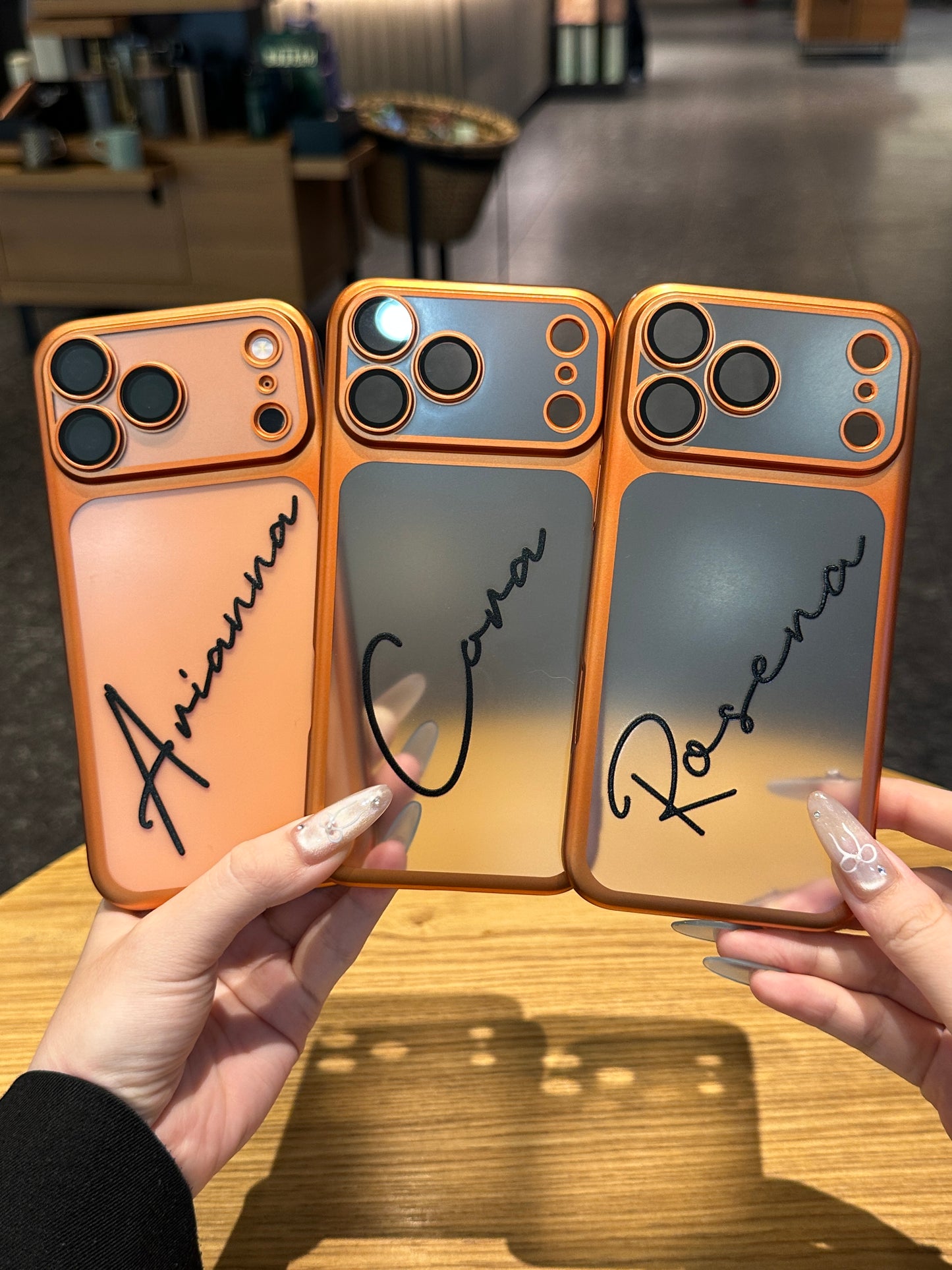 Your Name in Style: Custom Cute Fashion Script Name Chrome Border Frosted Phone Case