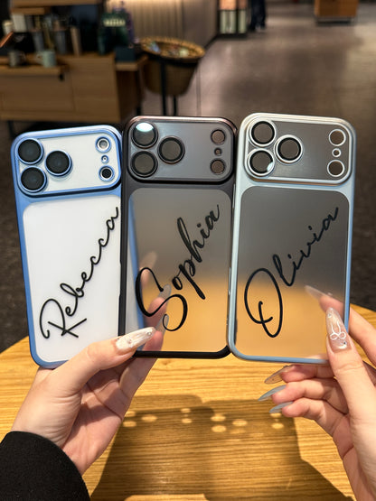 Your Name in Style: Custom Cute Fashion Script Name Chrome Border Frosted Phone Case