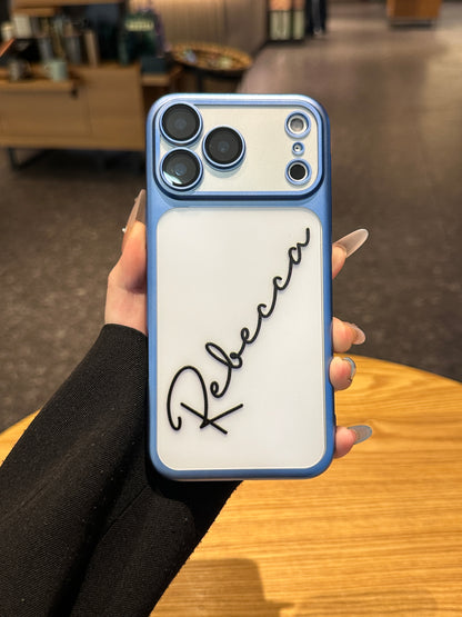 Your Name in Style: Custom Cute Fashion Script Name Chrome Border Frosted Phone Case