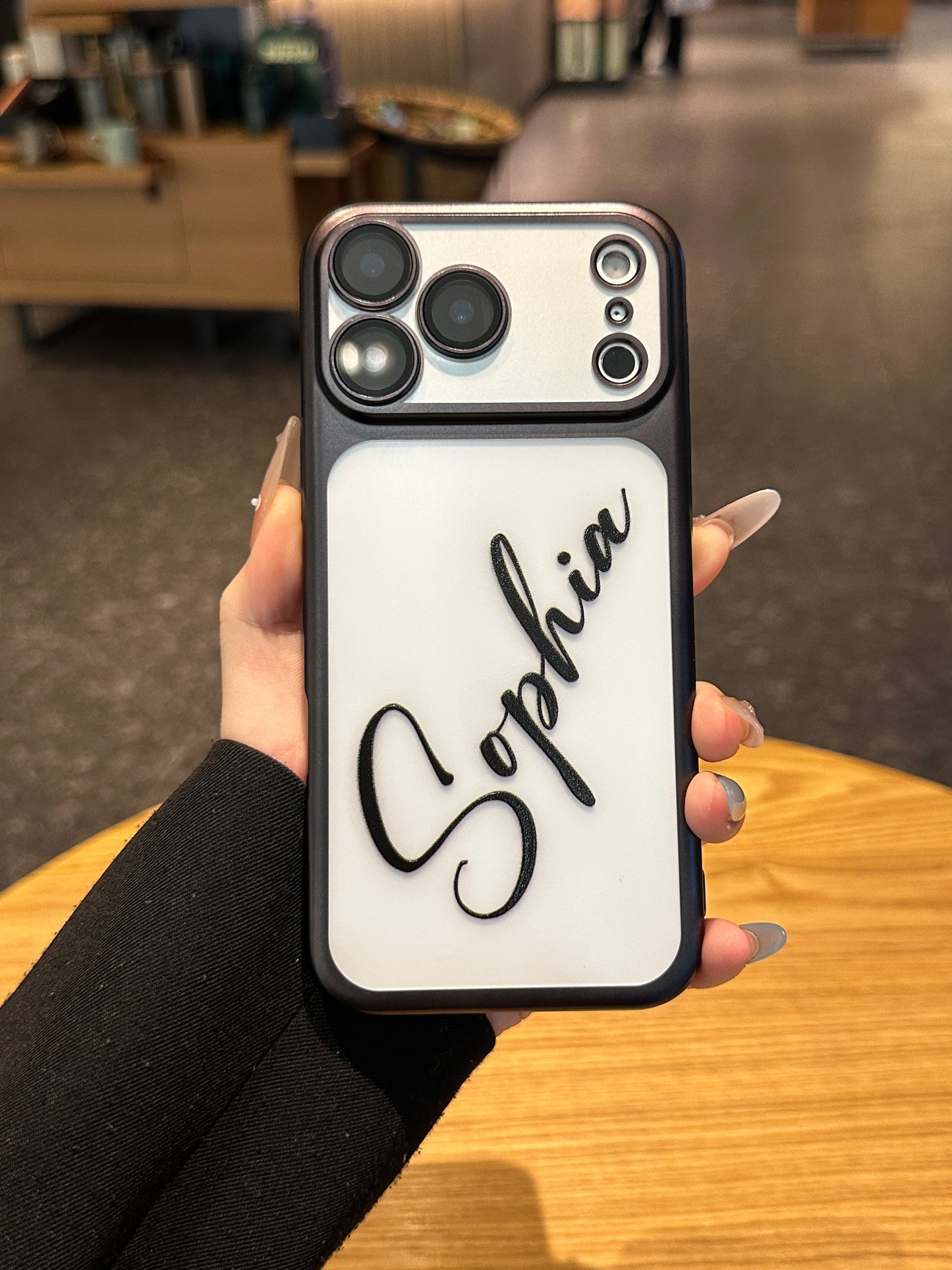 Your Name in Style: Custom Cute Fashion Script Name Chrome Border Frosted Phone Case