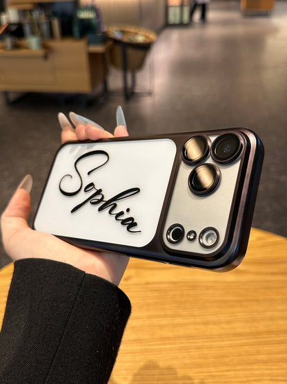 Your Name in Style: Custom Cute Fashion Script Name Chrome Border Frosted Phone Case