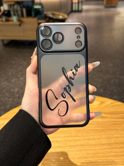 Your Name in Style: Custom Cute Fashion Script Name Chrome Border Frosted Phone Case