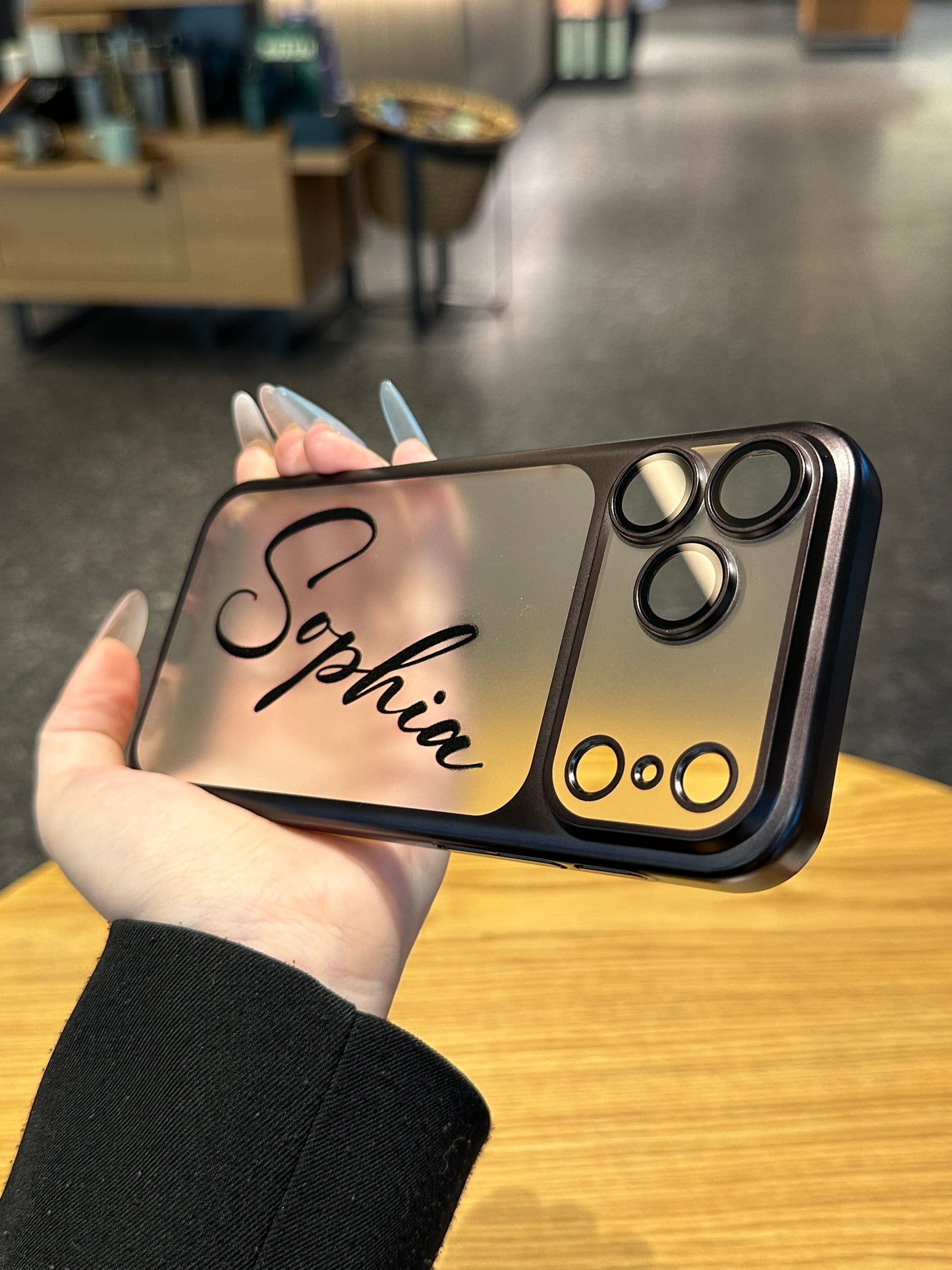 Your Name in Style: Custom Cute Fashion Script Name Chrome Border Frosted Phone Case