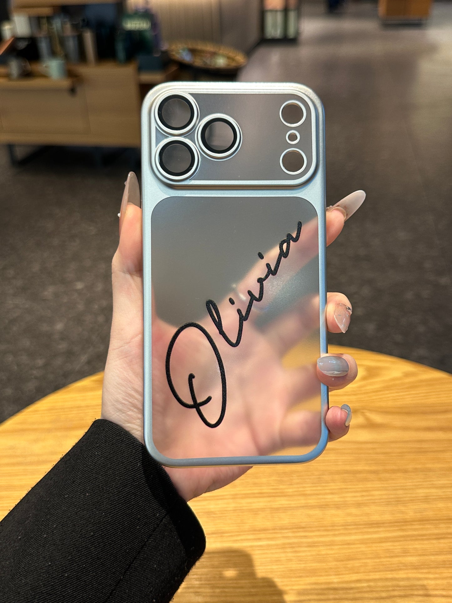 Your Name in Style: Custom Cute Fashion Script Name Chrome Border Frosted Phone Case