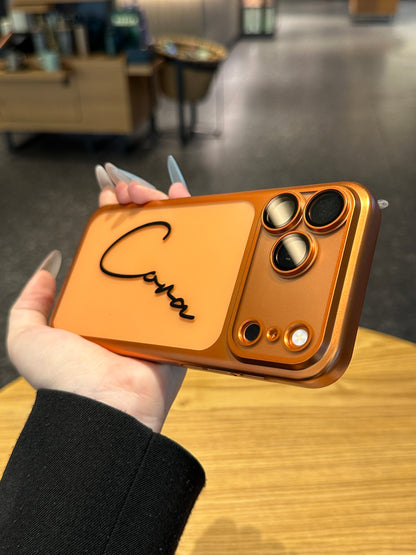 Your Name in Style: Custom Cute Fashion Script Name Chrome Border Frosted Phone Case