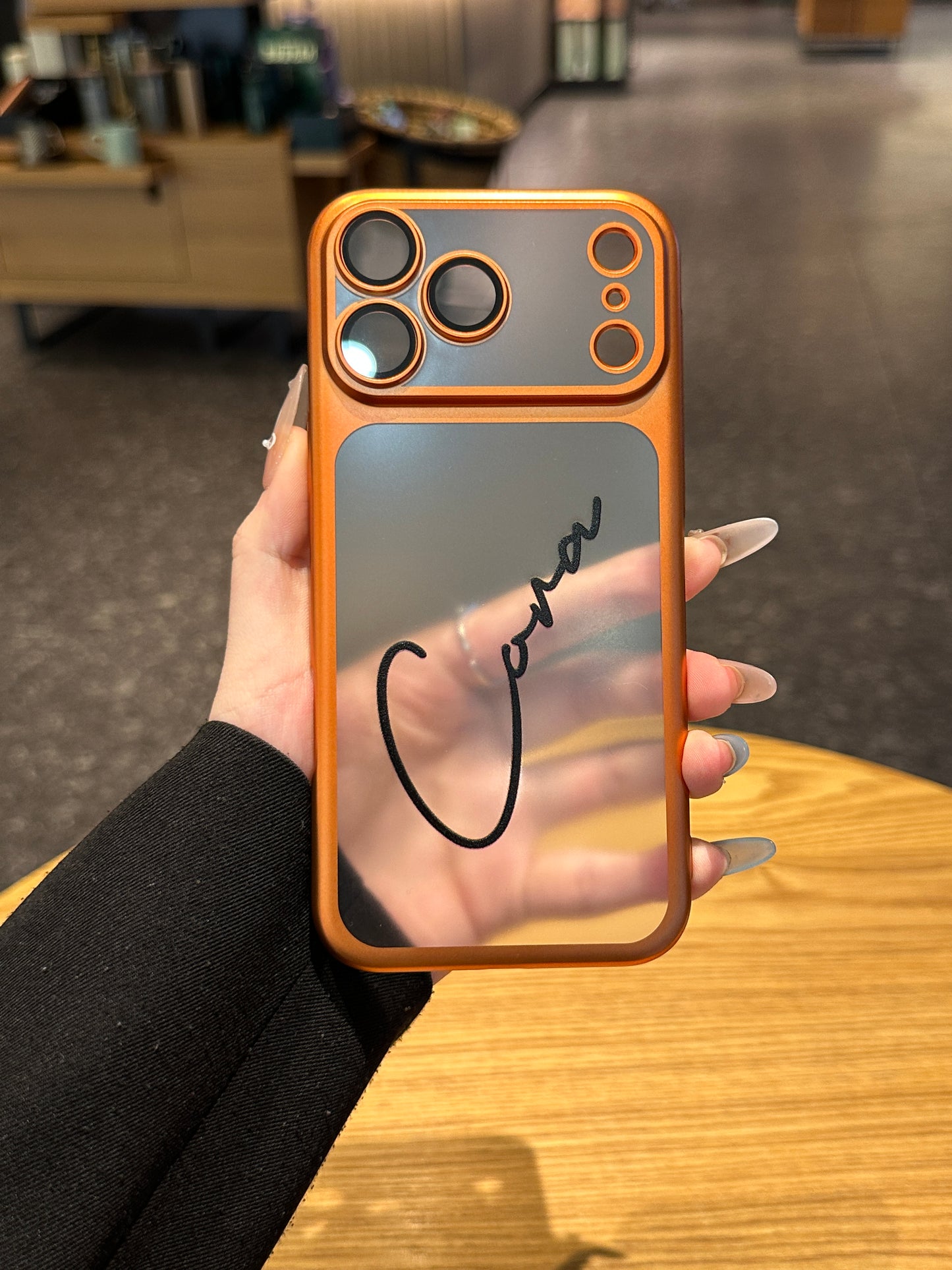 Your Name in Style: Custom Cute Fashion Script Name Chrome Border Frosted Phone Case