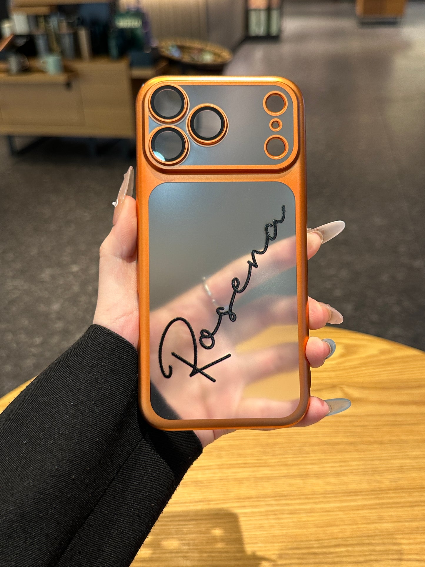 Your Name in Style: Custom Cute Fashion Script Name Chrome Border Frosted Phone Case