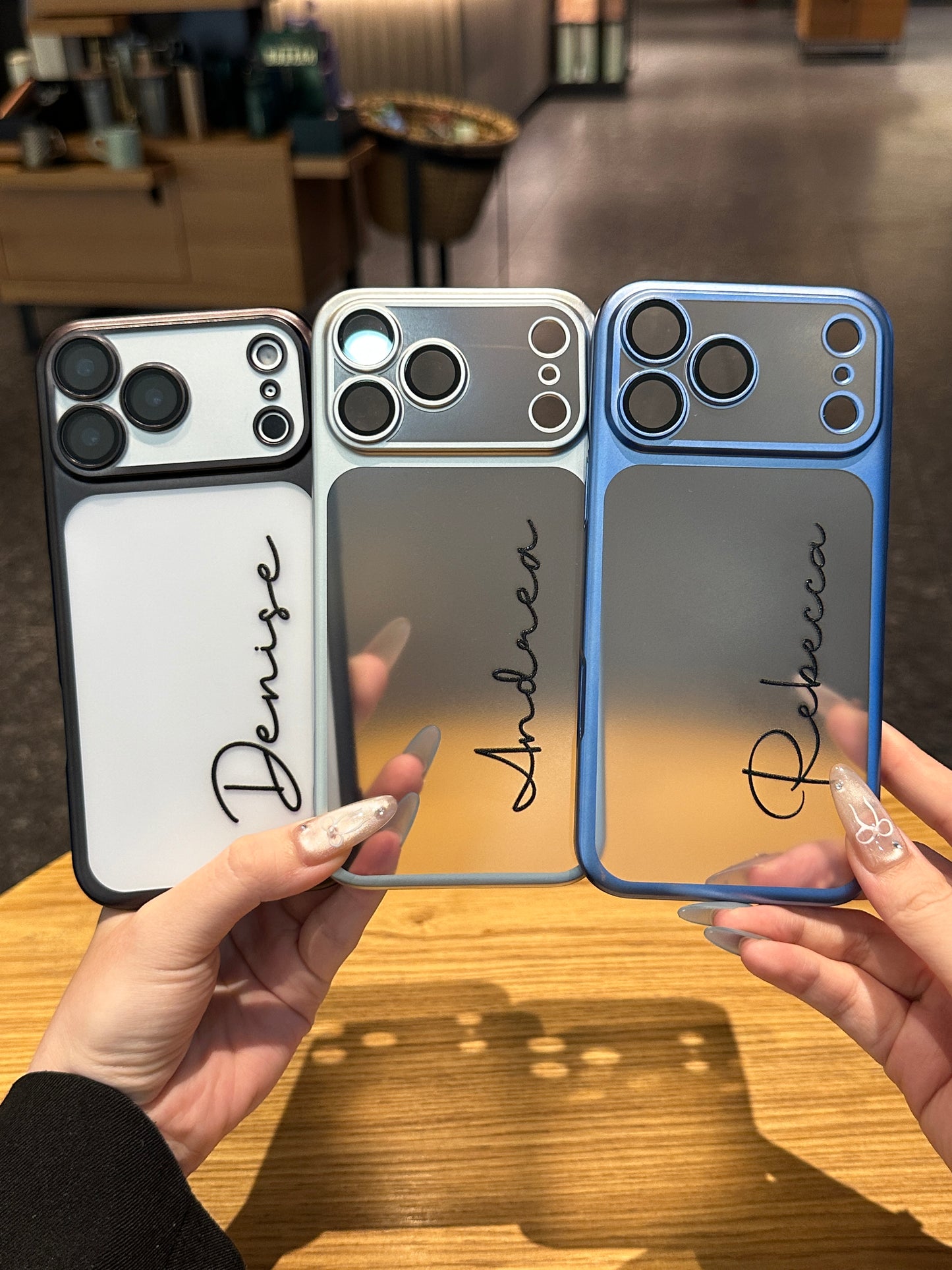 Your Name in Style: Custom Cute Fashion Script Name Chrome Border Frosted Phone Case