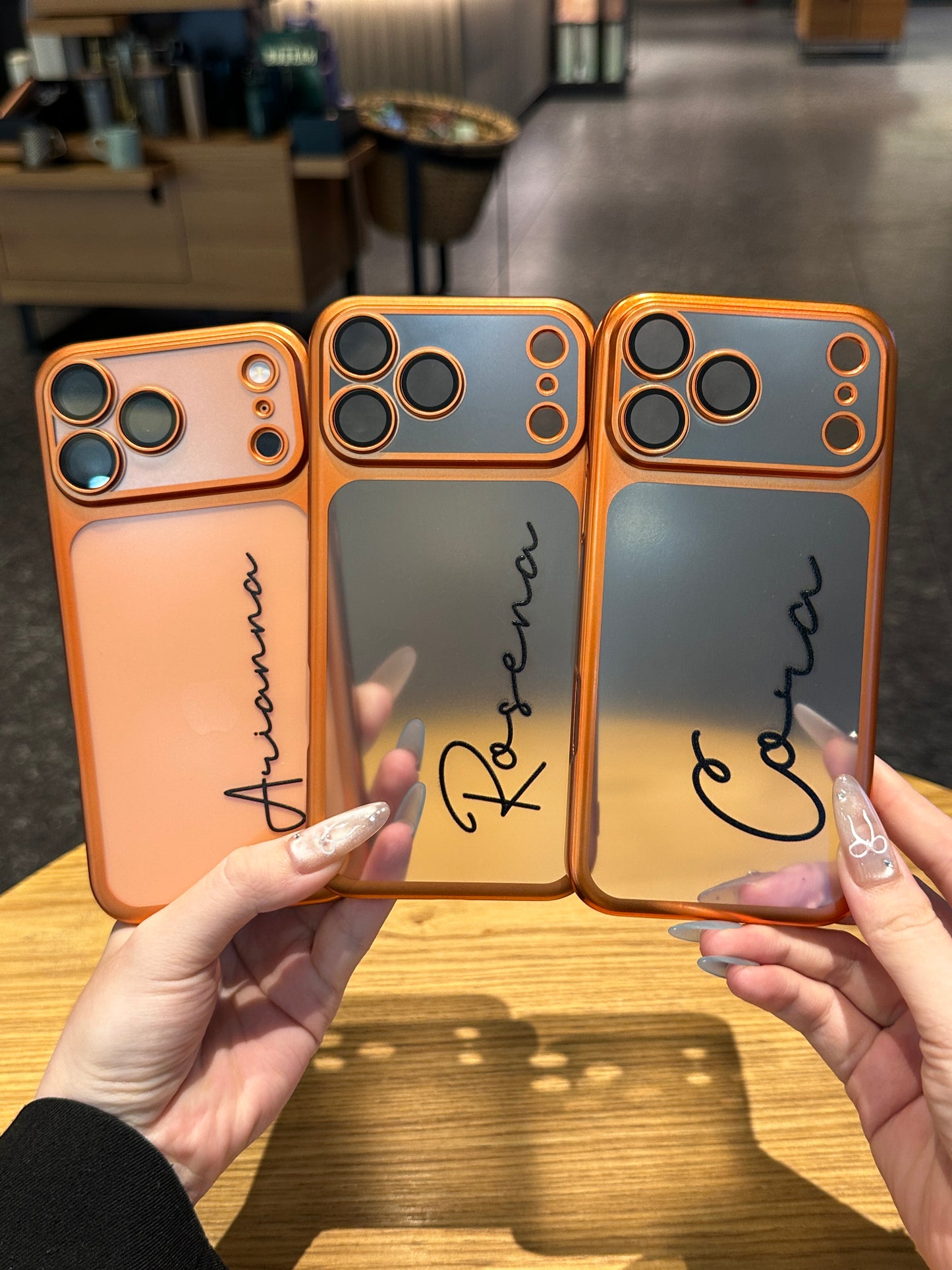 Your Name in Style: Custom Cute Fashion Script Name Chrome Border Frosted Phone Case
