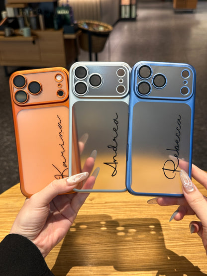Your Name in Style: Custom Cute Fashion Script Name Chrome Border Frosted Phone Case