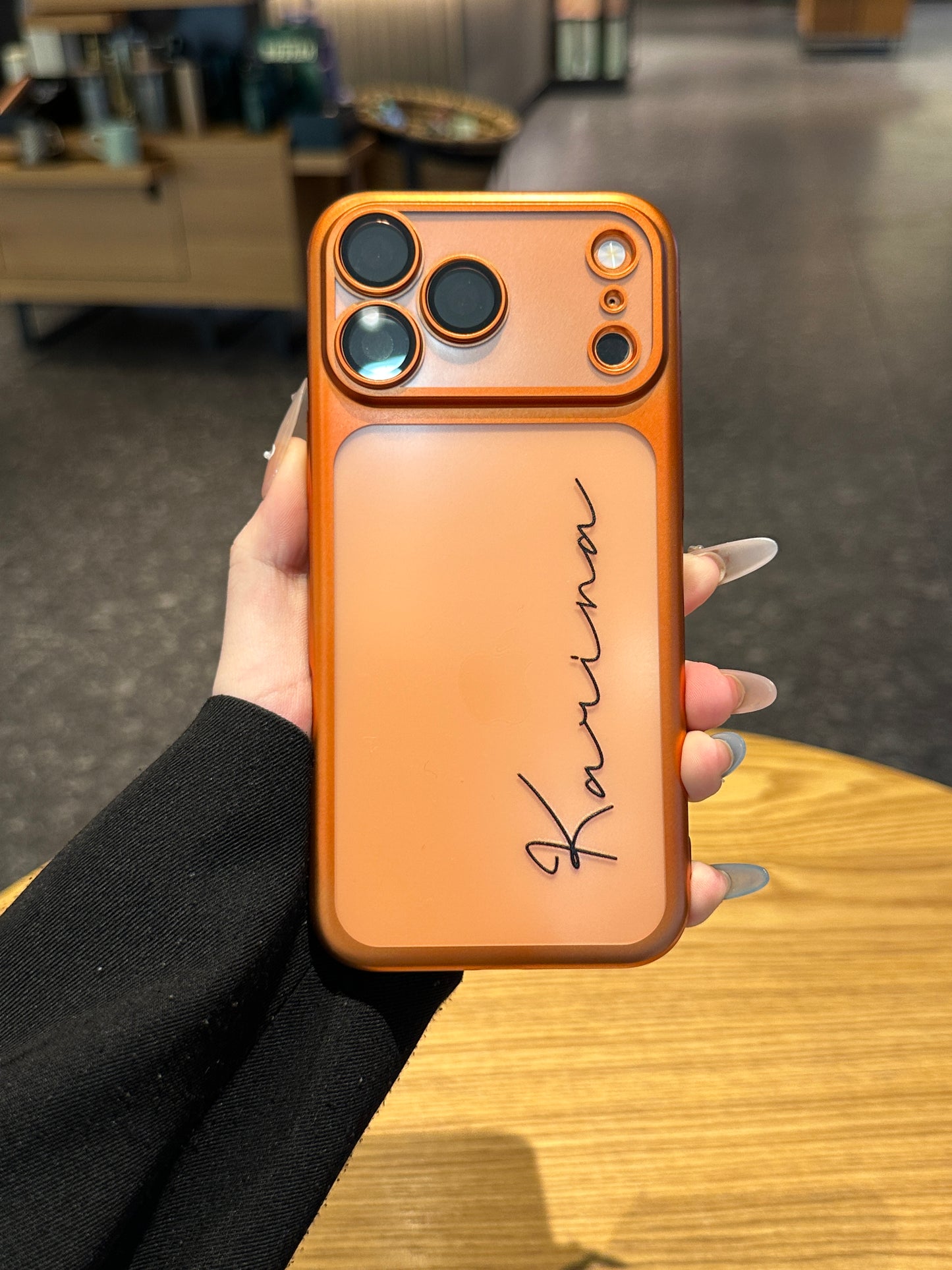 Your Name in Style: Custom Cute Fashion Script Name Chrome Border Frosted Phone Case