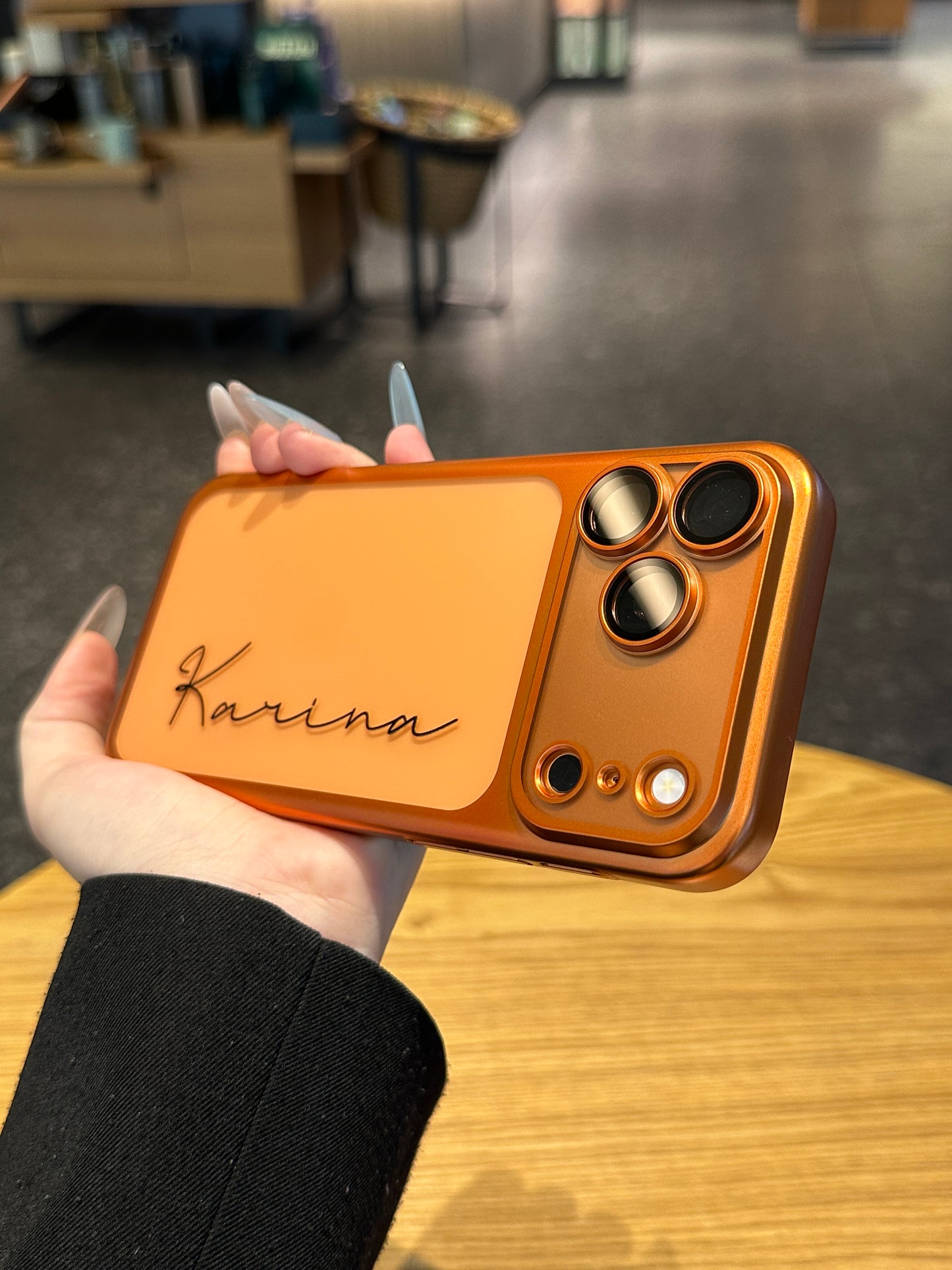Your Name in Style: Custom Cute Fashion Script Name Chrome Border Frosted Phone Case