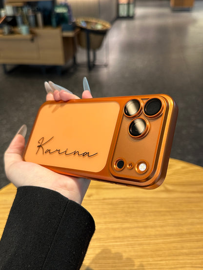 Your Name in Style: Custom Cute Fashion Script Name Chrome Border Frosted Phone Case