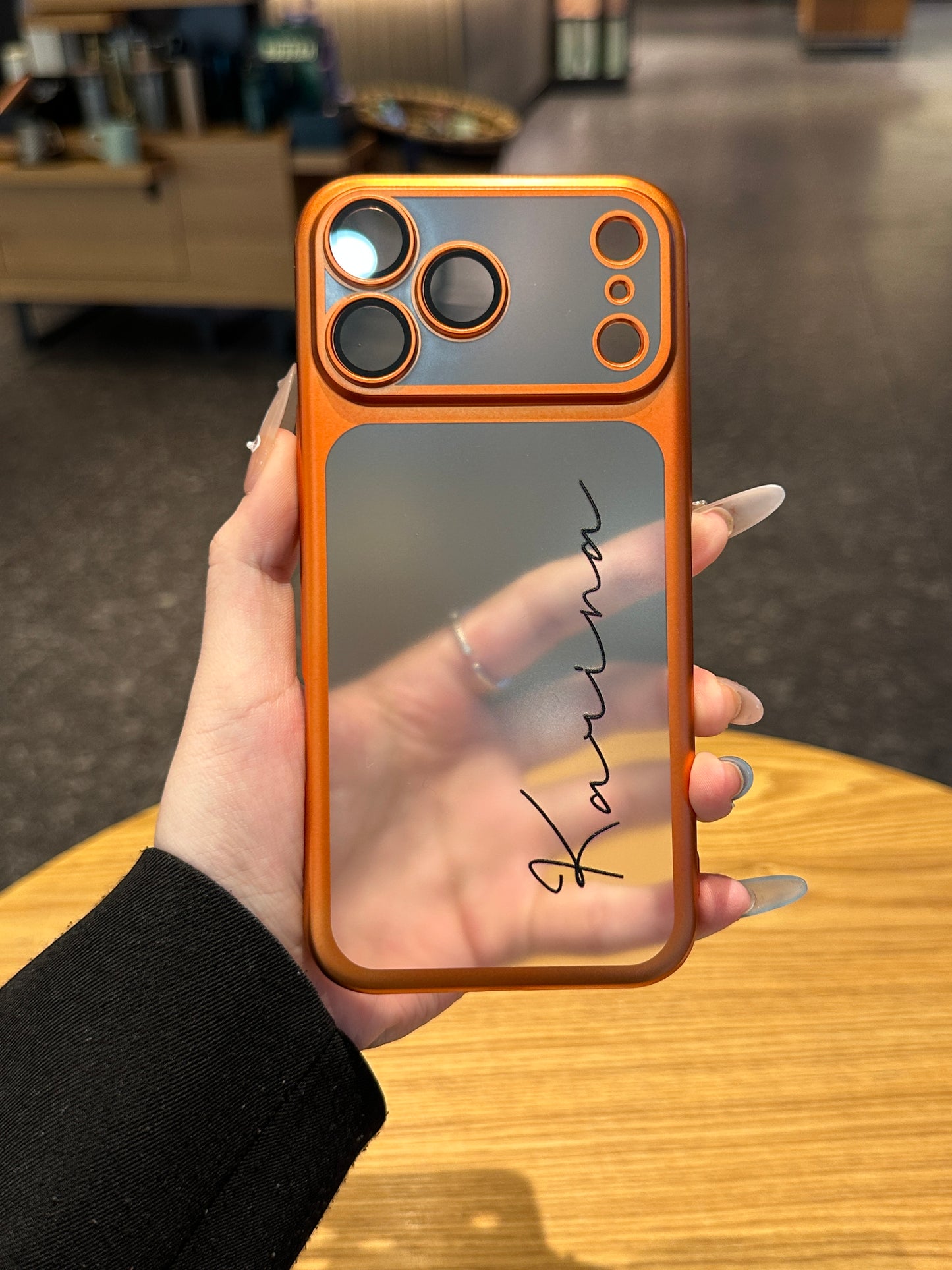 Your Name in Style: Custom Cute Fashion Script Name Chrome Border Frosted Phone Case