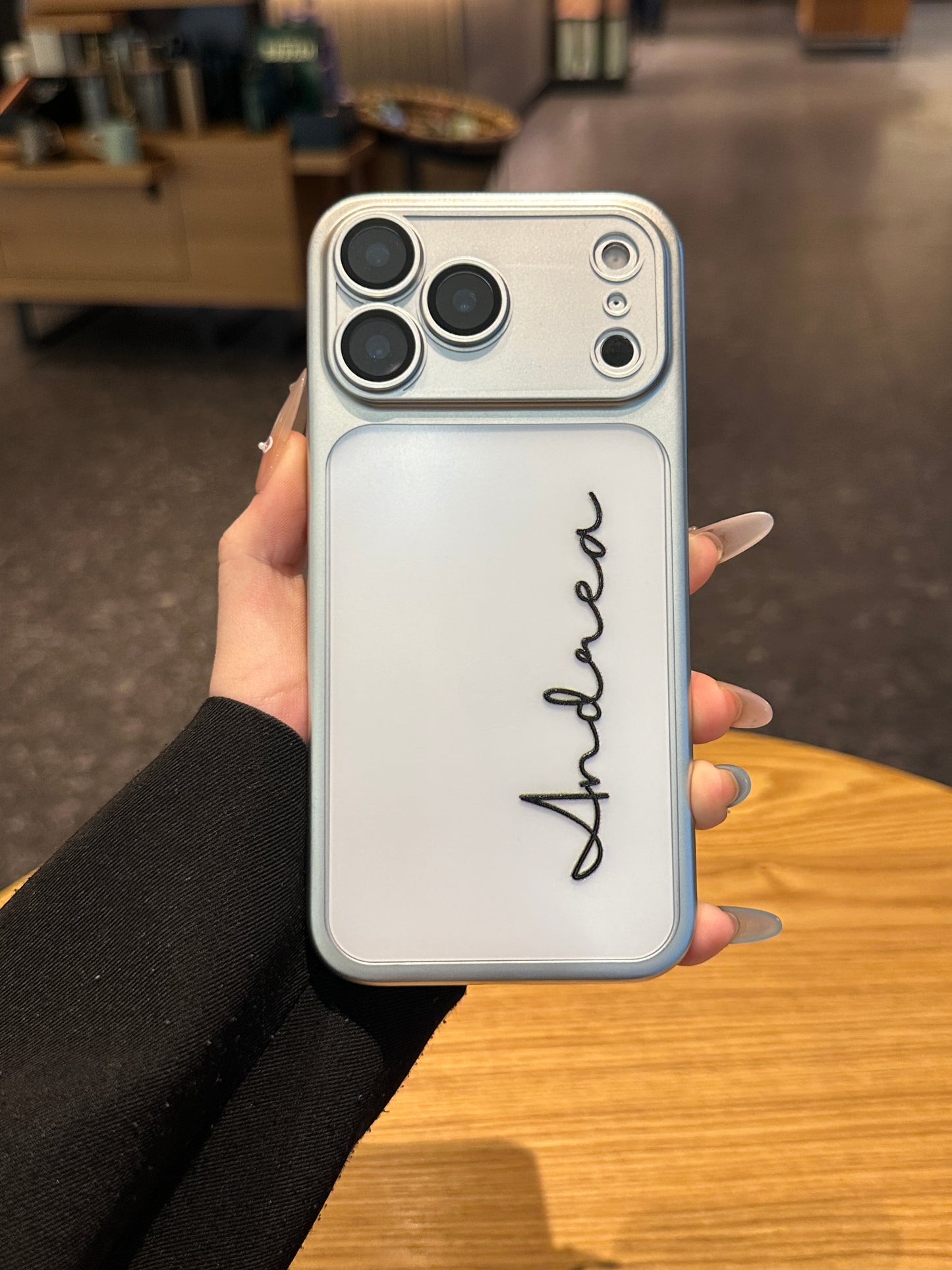 Your Name in Style: Custom Cute Fashion Script Name Chrome Border Frosted Phone Case