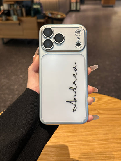 Your Name in Style: Custom Cute Fashion Script Name Chrome Border Frosted Phone Case