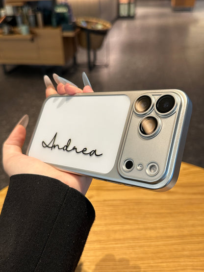 Your Name in Style: Custom Cute Fashion Script Name Chrome Border Frosted Phone Case