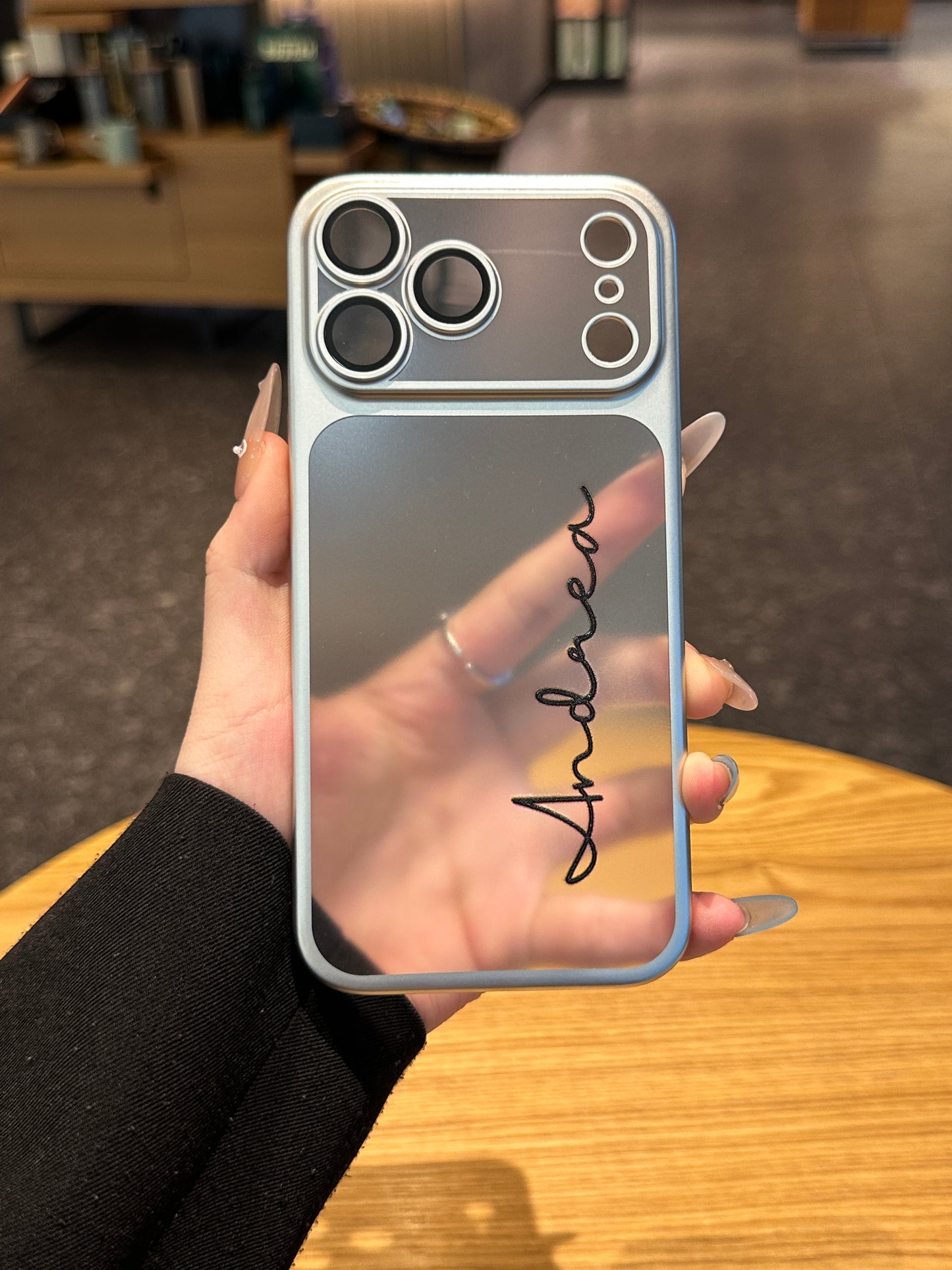 Your Name in Style: Custom Cute Fashion Script Name Chrome Border Frosted Phone Case