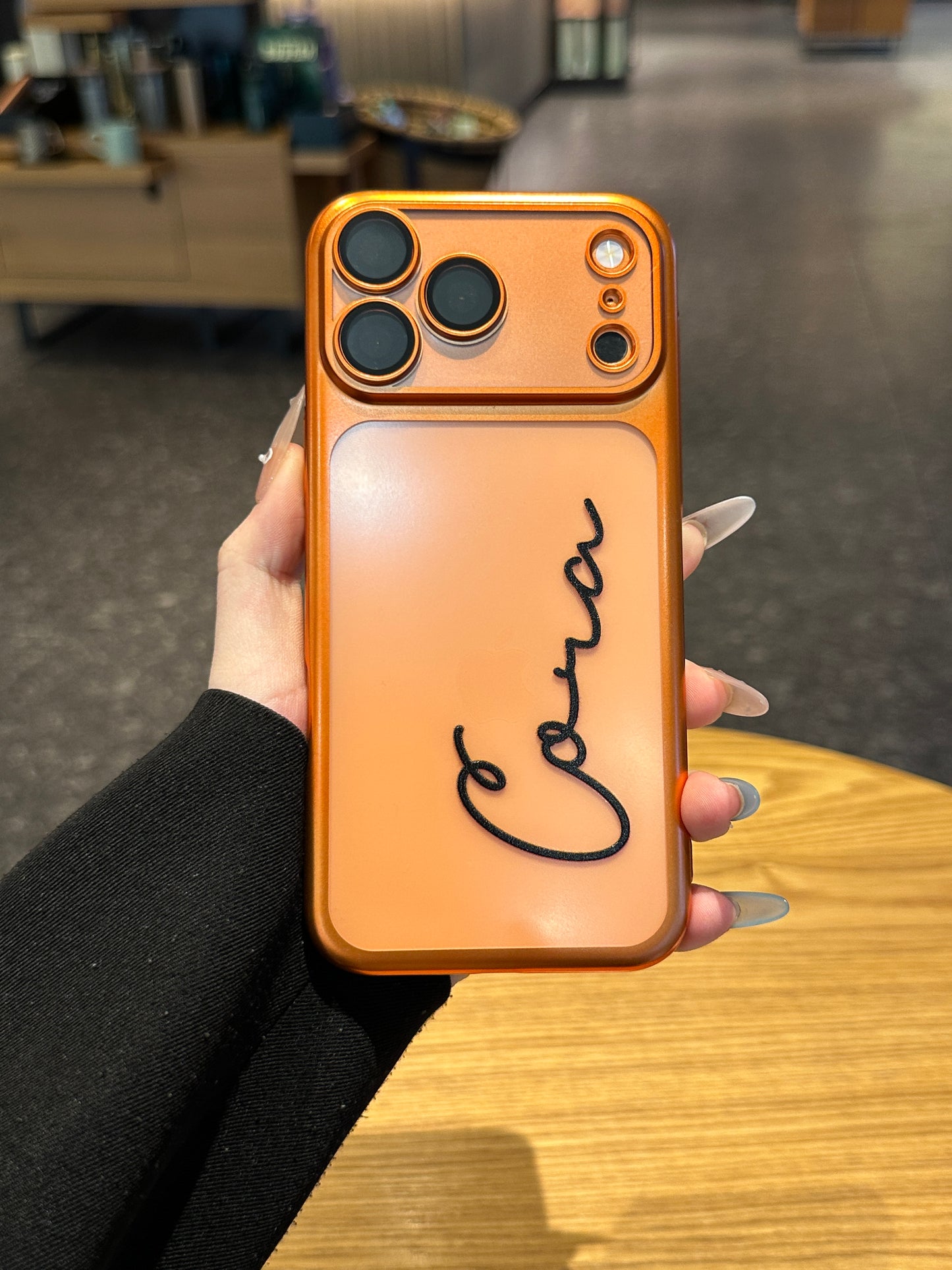 Your Name in Style: Custom Cute Fashion Script Name Chrome Border Frosted Phone Case