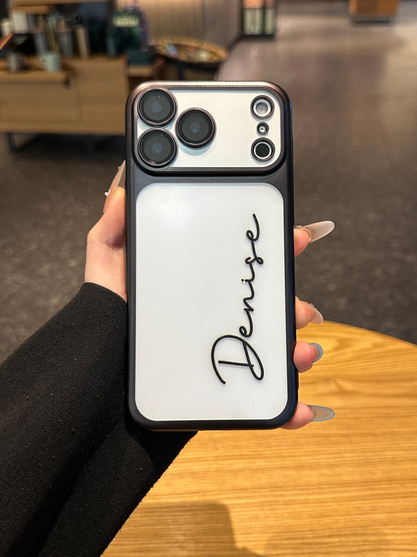 Your Name in Style: Custom Cute Fashion Script Name Chrome Border Frosted Phone Case