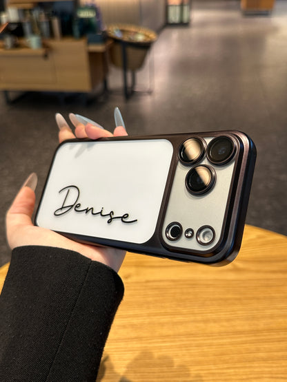 Your Name in Style: Custom Cute Fashion Script Name Chrome Border Frosted Phone Case