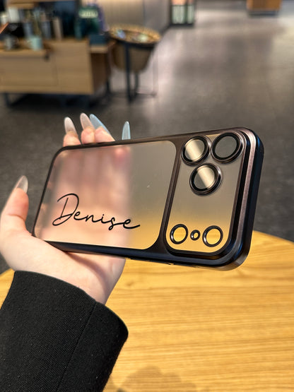 Your Name in Style: Custom Cute Fashion Script Name Chrome Border Frosted Phone Case