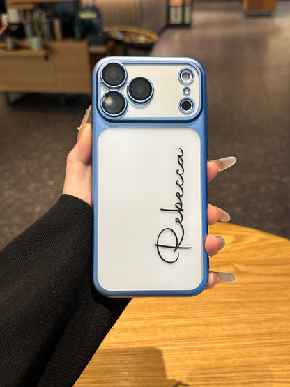 Your Name in Style: Custom Cute Fashion Script Name Chrome Border Frosted Phone Case
