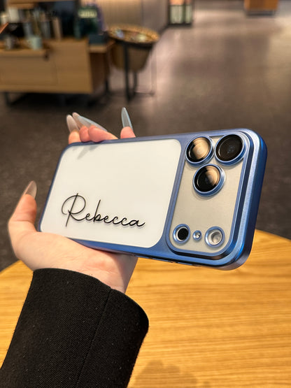 Your Name in Style: Custom Cute Fashion Script Name Chrome Border Frosted Phone Case
