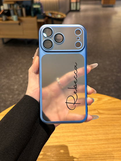 Your Name in Style: Custom Cute Fashion Script Name Chrome Border Frosted Phone Case