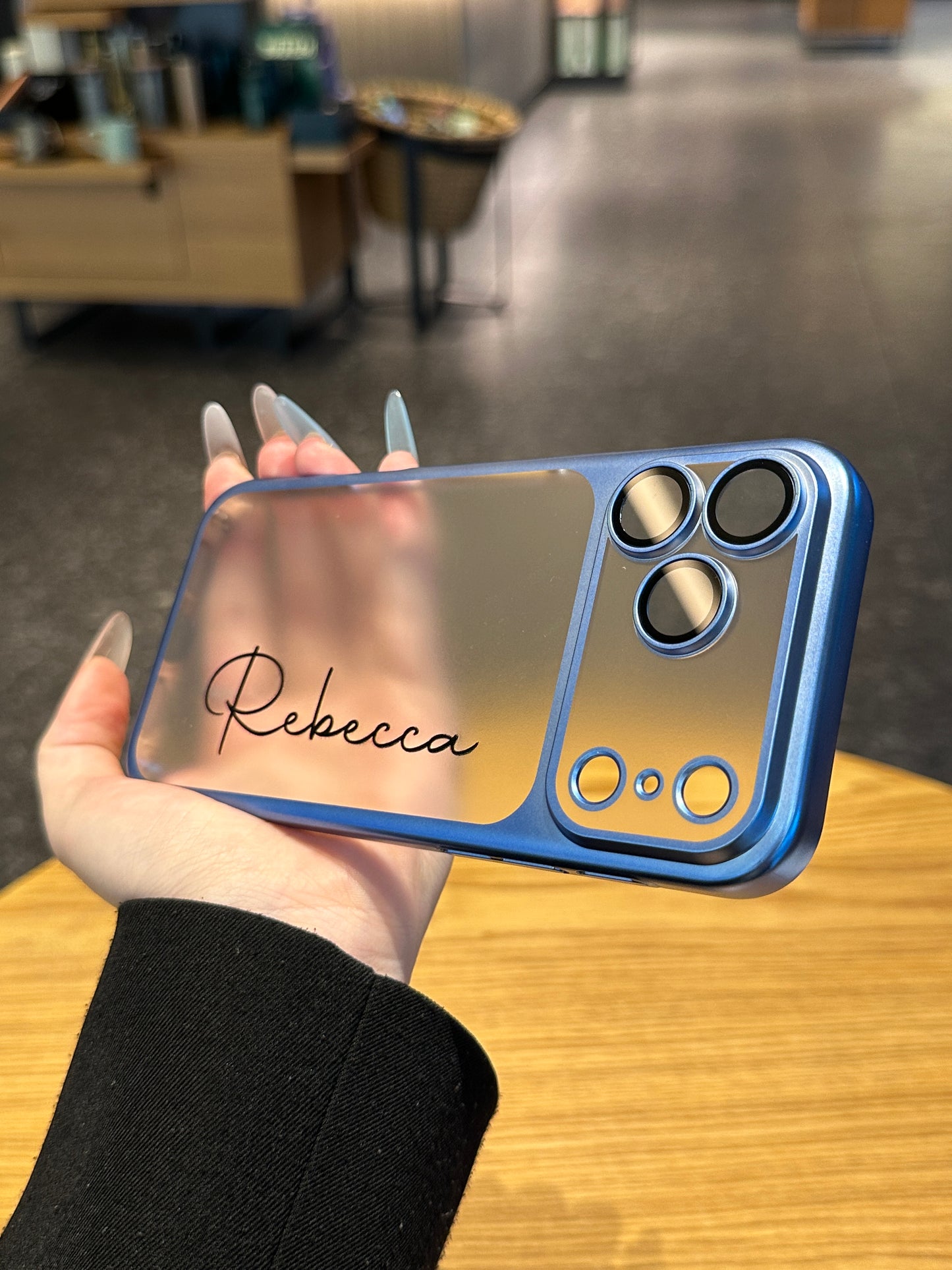 Your Name in Style: Custom Cute Fashion Script Name Chrome Border Frosted Phone Case