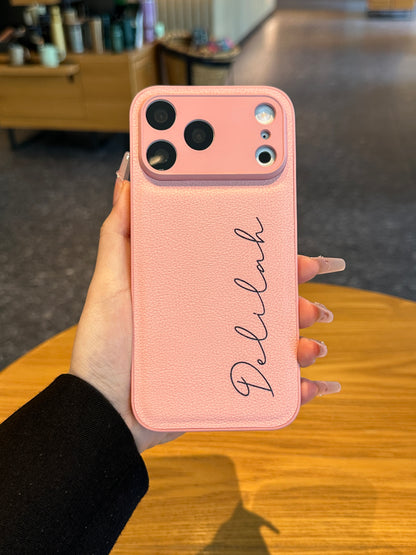 Personalized Script Name Leather Phone Case – Cute Fashion Style Made for You