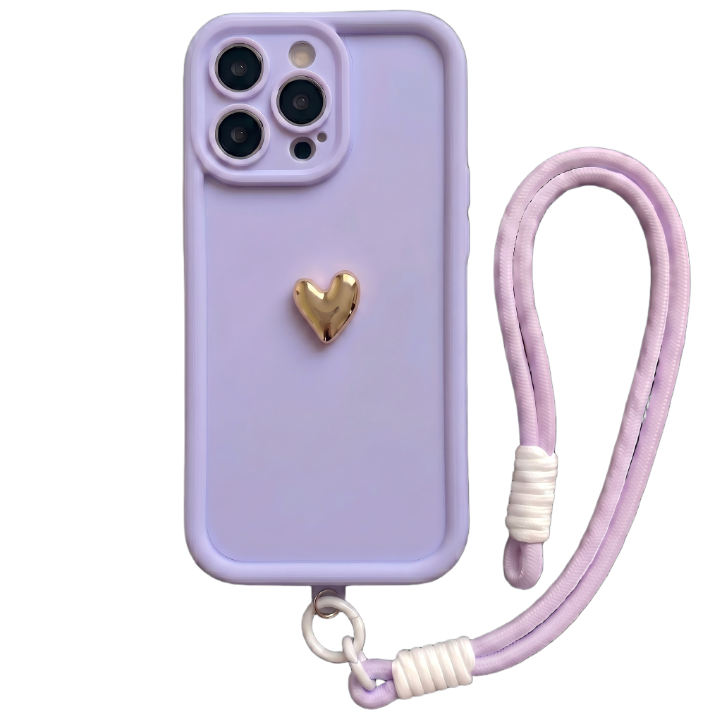Your Name Signature Series: Fashionable 3D Golden Heart Personalized Phone Case