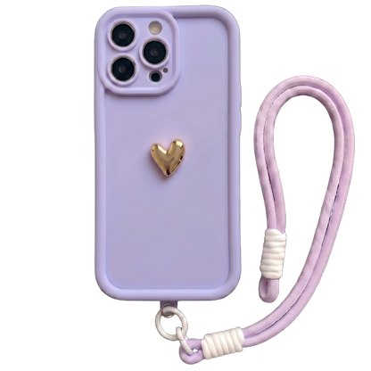 Your Name Signature Series: Fashionable 3D Golden Heart Personalized Phone Case