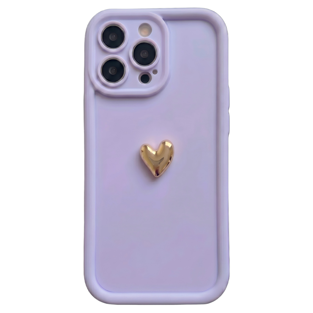 Your Name Signature Series: Fashionable 3D Golden Heart Personalized Phone Case